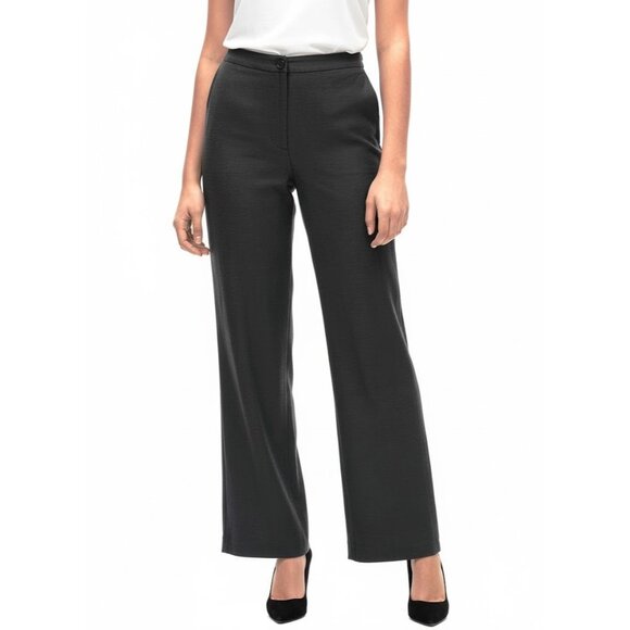 NWT Eileen Fisher Wide Leg Trouser in Black Tencel Linen Slub Blend Pants L - Picture 3 of 10
